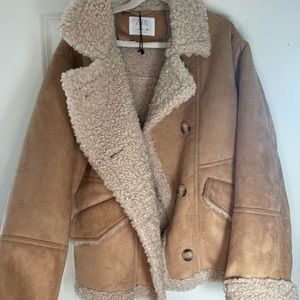 NWOT Girls Zara Sherpa and Suede Jacket size 13-14